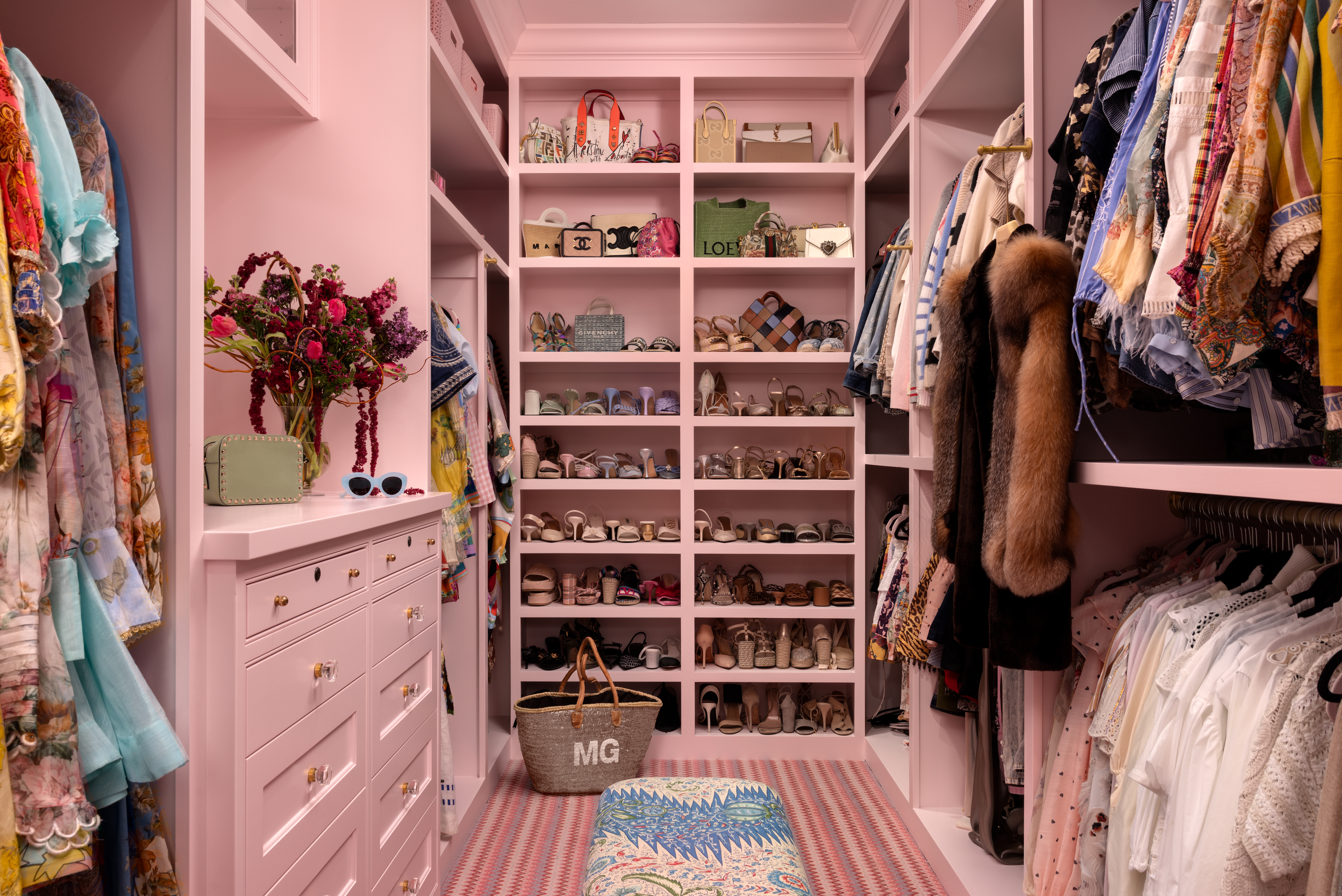 Custom pink master closet 